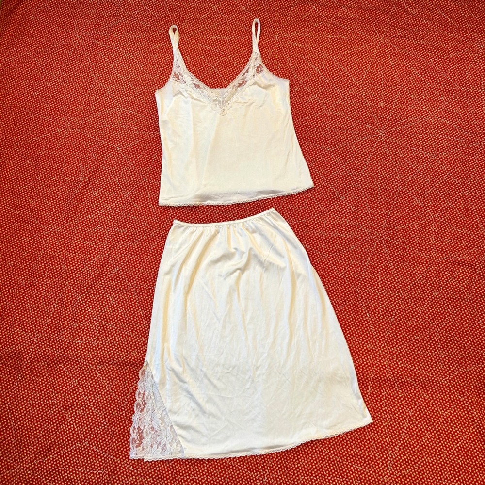 Vintage Maidenform Something Special Lace Cami and Half Slip Set White Size 36